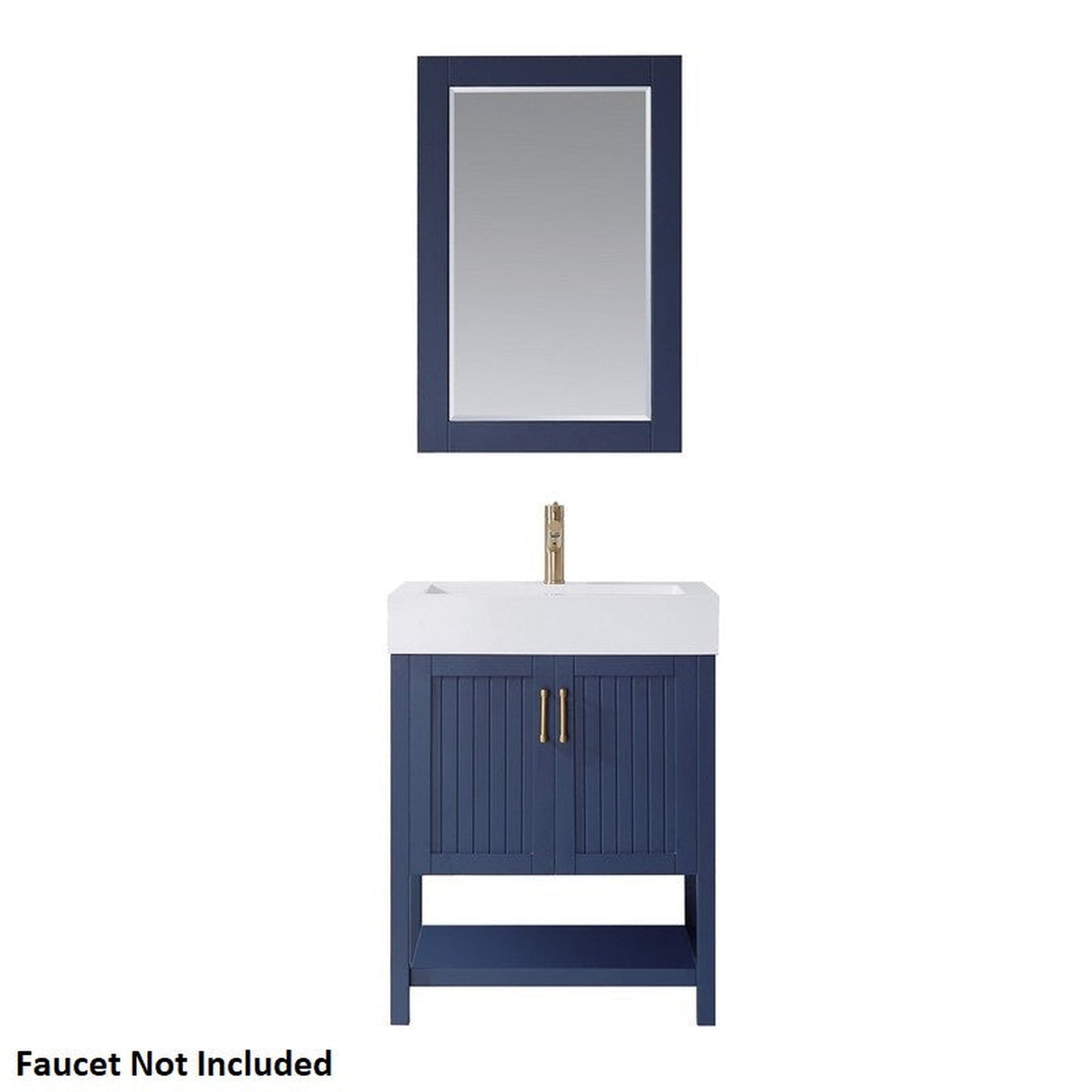Vinnova Pavia 28" Royal Blue Freestanding Single Vanity Set With Acrylic Undermount Sink And Mirror