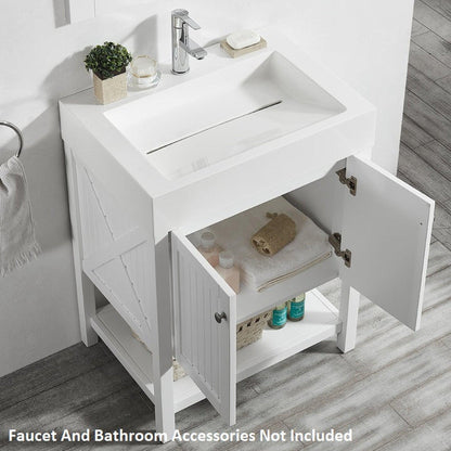 Vinnova Pavia 28" White Freestanding Single Vanity Set With Acrylic Undermount Sink