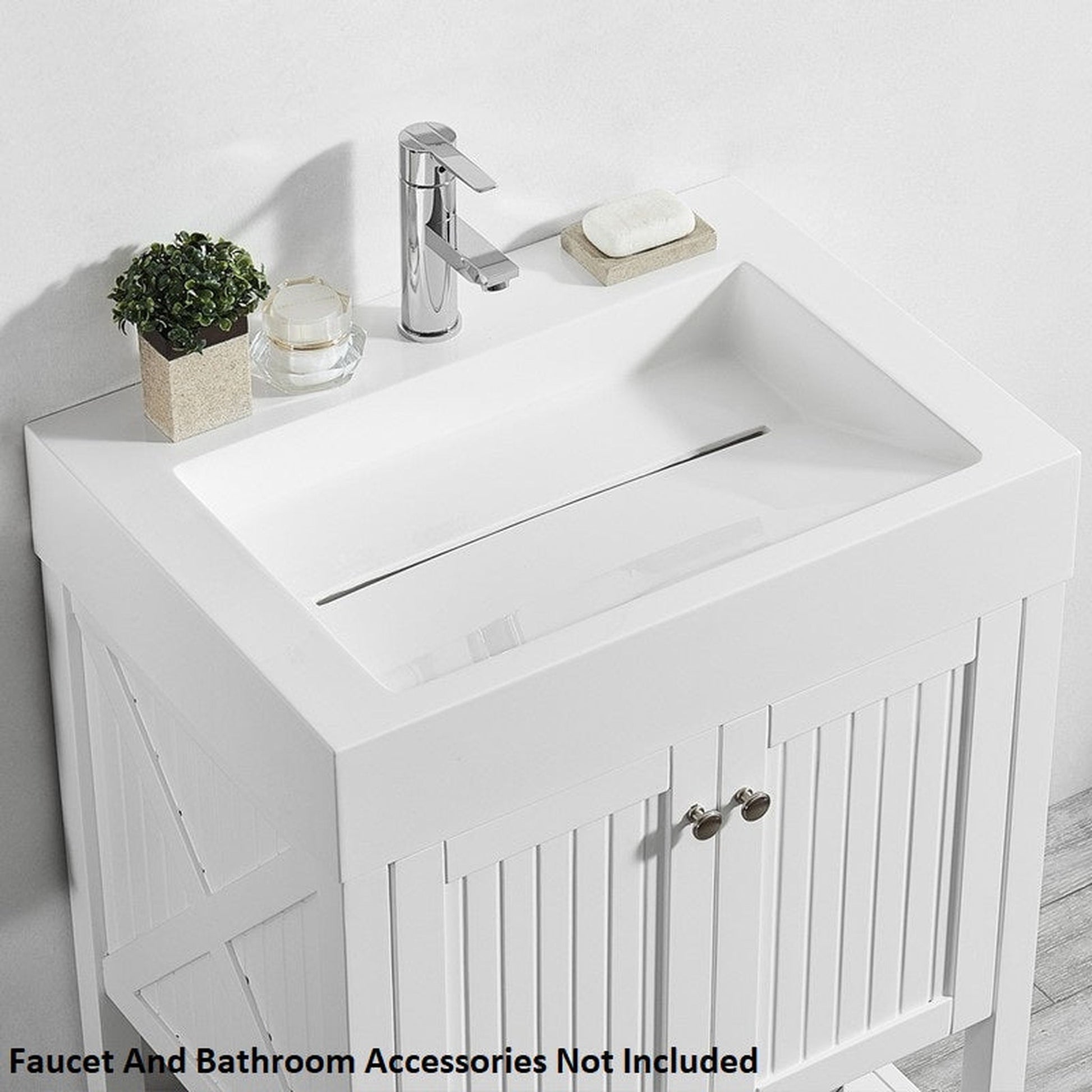 Vinnova Pavia 28" White Freestanding Single Vanity Set With Acrylic Undermount Sink