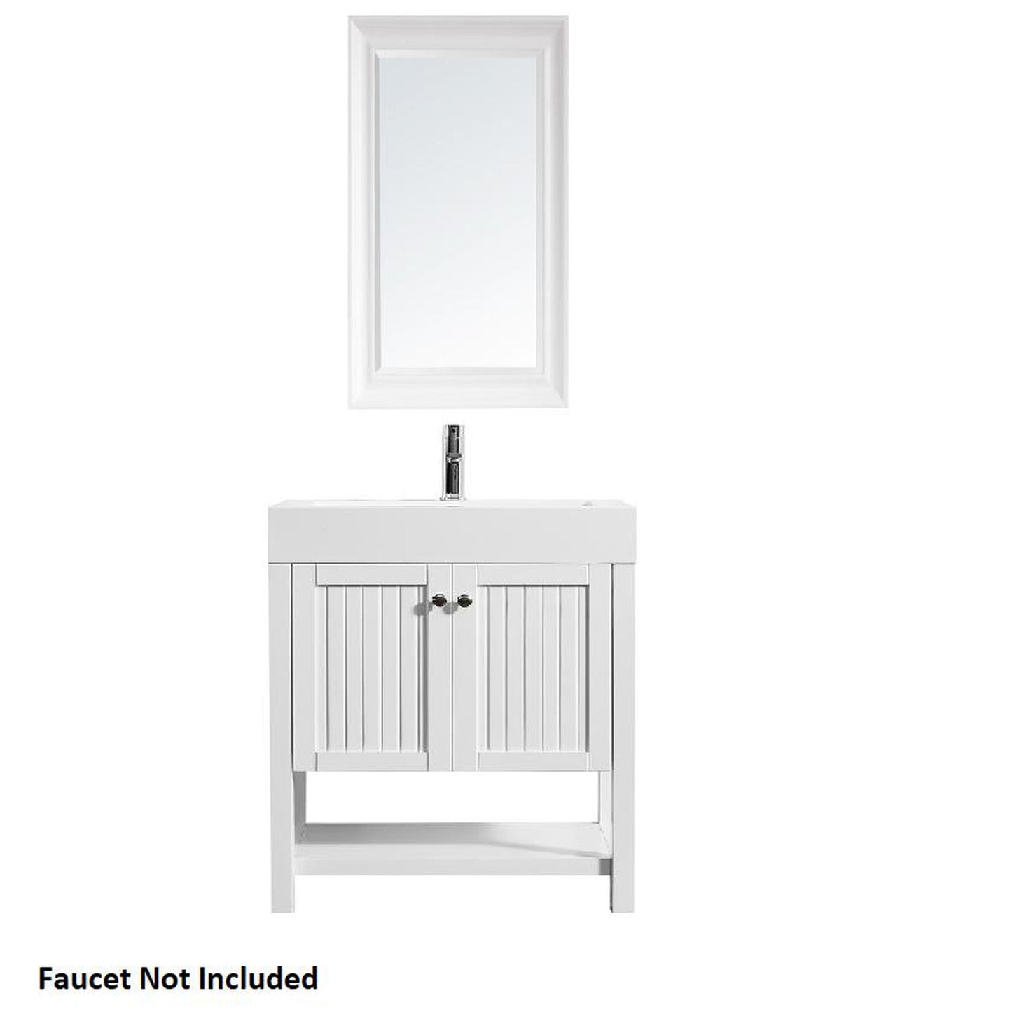 Vinnova Pavia 28" White Freestanding Single Vanity Set With Acrylic Undermount Sink And Mirror