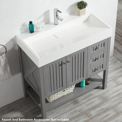 Vinnova Pavia 36" Gray Freestanding Single Vanity Set With Acrylic Undermount Sink