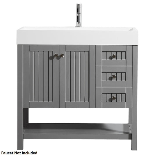 Vinnova Pavia 36" Gray Freestanding Single Vanity Set With Acrylic Undermount Sink