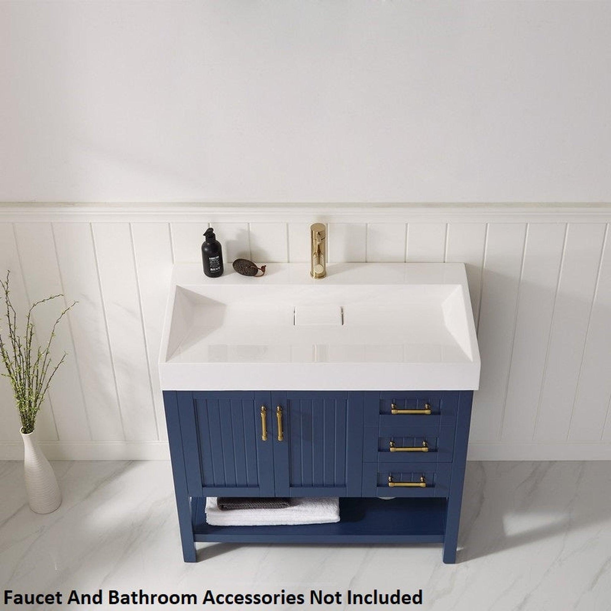 Vinnova Pavia 36" Royal Blue Freestanding Single Vanity Set With Acrylic Undermount Sink