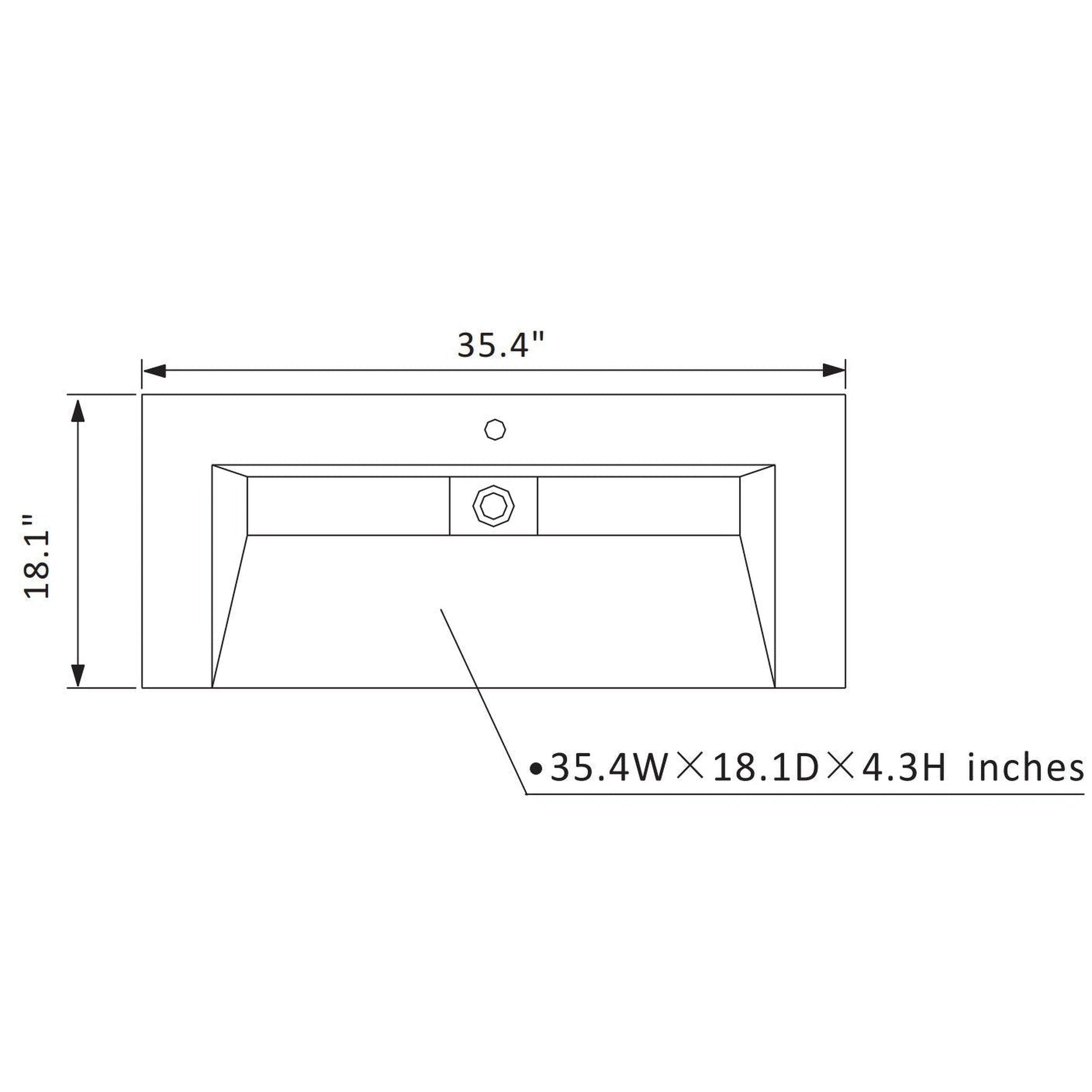 Vinnova Pavia 36" White Freestanding Single Vanity Set With Acrylic Undermount Sink And Mirror