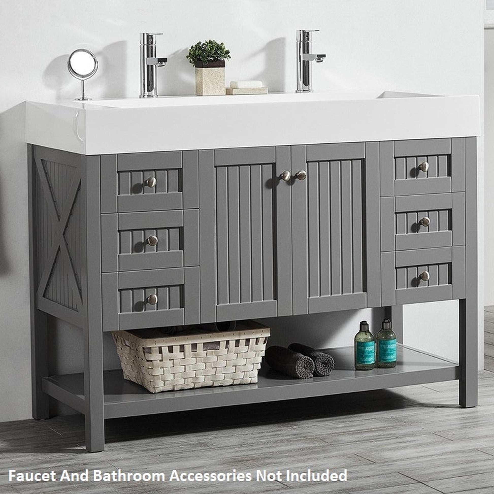 Vinnova Pavia 48" Gray Freestanding Single Vanity Set With Acrylic Undermount Sink