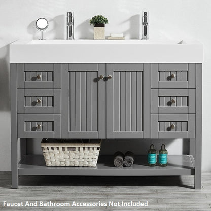 Vinnova Pavia 48" Gray Freestanding Single Vanity Set With Acrylic Undermount Sink