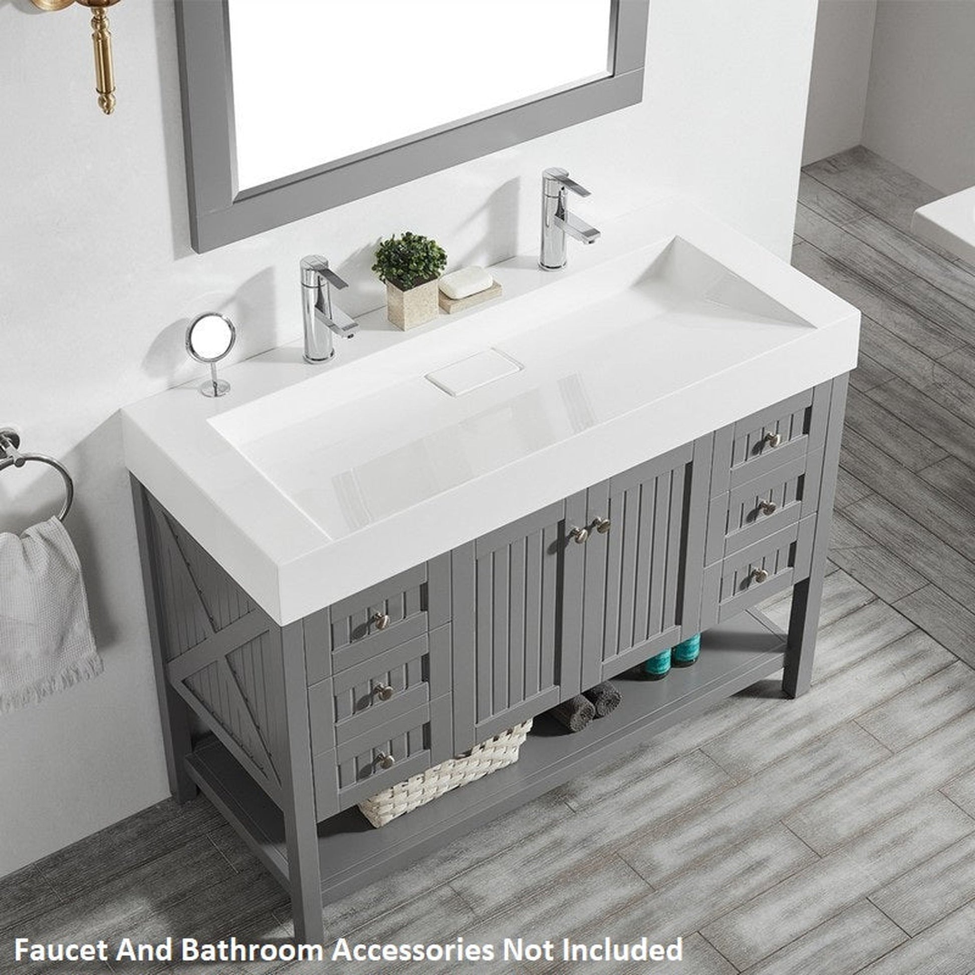 Vinnova Pavia 48" Gray Freestanding Single Vanity Set With Acrylic Undermount Sink And Mirror