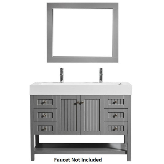 Vinnova Pavia 48" Gray Freestanding Single Vanity Set With Acrylic Undermount Sink And Mirror