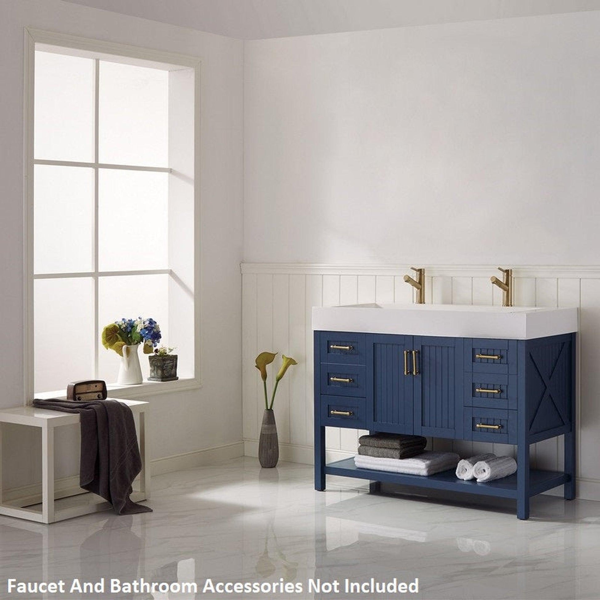 Vinnova Pavia 48" Royal Blue Freestanding Single Vanity Set With Acrylic Undermount Sink