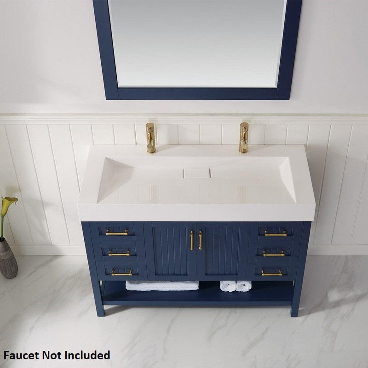 Vinnova Pavia 48" Royal Blue Freestanding Single Vanity Set With Acrylic Undermount Sink And Mirror