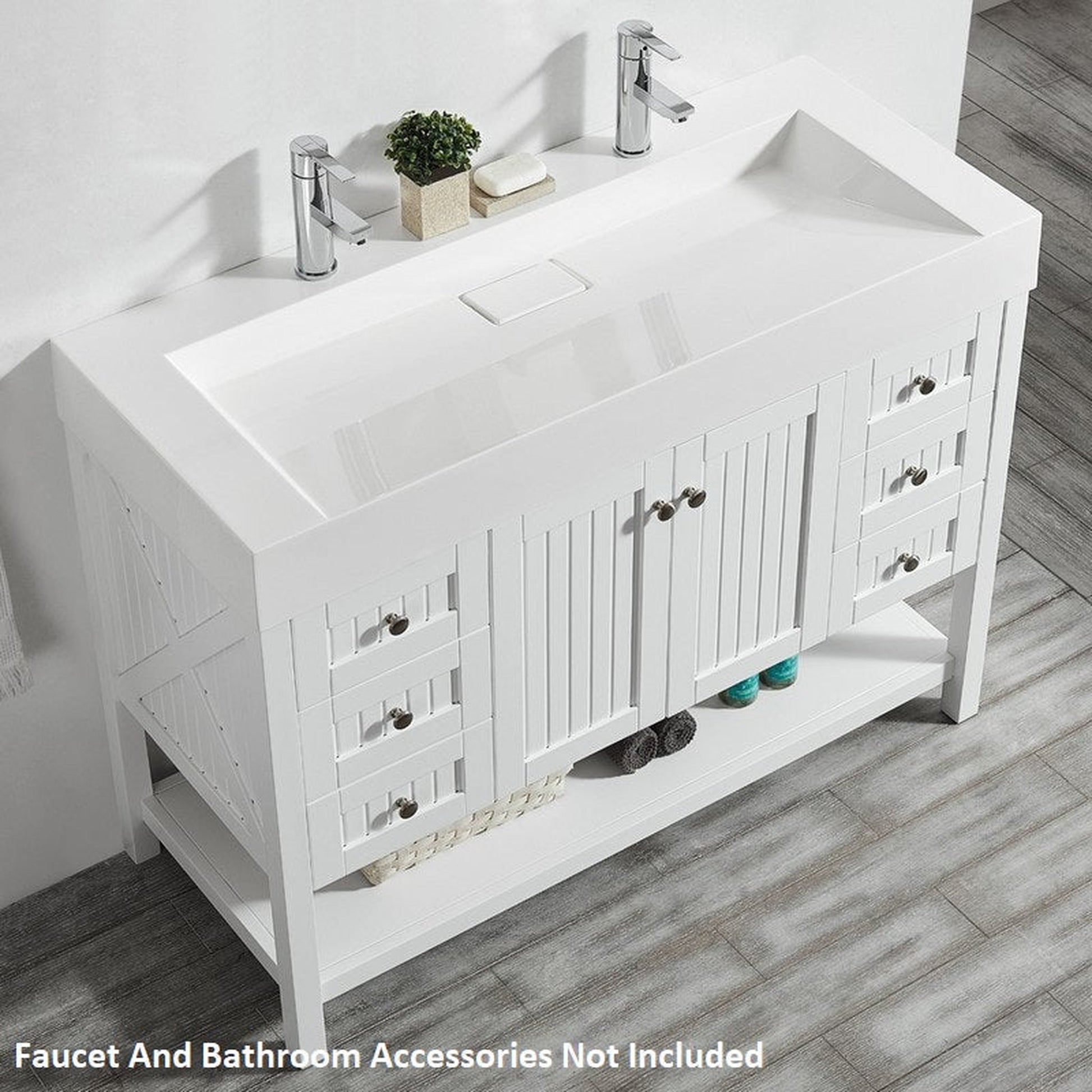 Vinnova Pavia 48" White Freestanding Single Vanity Set With Acrylic Undermount Sink