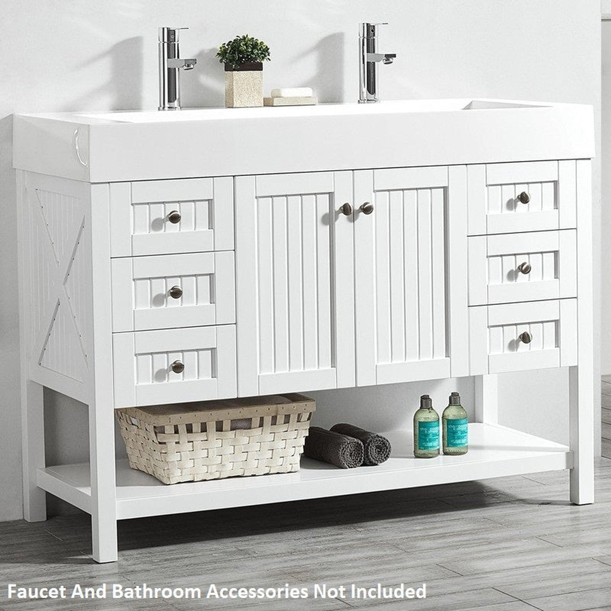 Vinnova Pavia 48" White Freestanding Single Vanity Set With Acrylic Undermount Sink