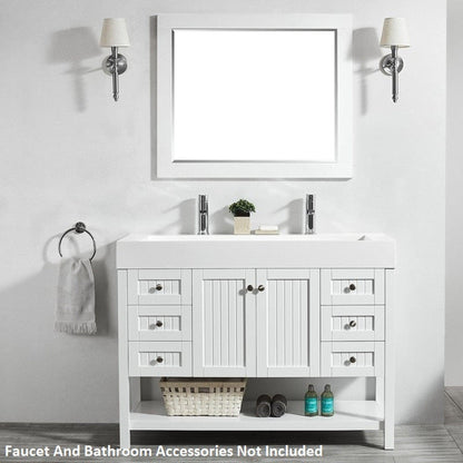 Vinnova Pavia 48" White Freestanding Single Vanity Set With Acrylic Undermount Sink And Mirror