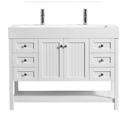 Vinnova Pavia 48" White Freestanding Single Vanity Set With Acrylic Undermount Sink And Mirror