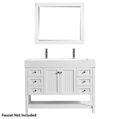 Vinnova Pavia 48" White Freestanding Single Vanity Set With Acrylic Undermount Sink And Mirror