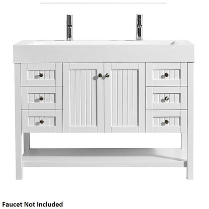 Vinnova Pavia 48" White Freestanding Single Vanity Set With Acrylic Undermount Sink