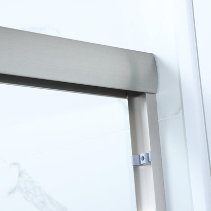 Vinnova Reggio 48" x 76" Brushed Nickel Reversible Double Sliding Bypass Frameless Shower Door