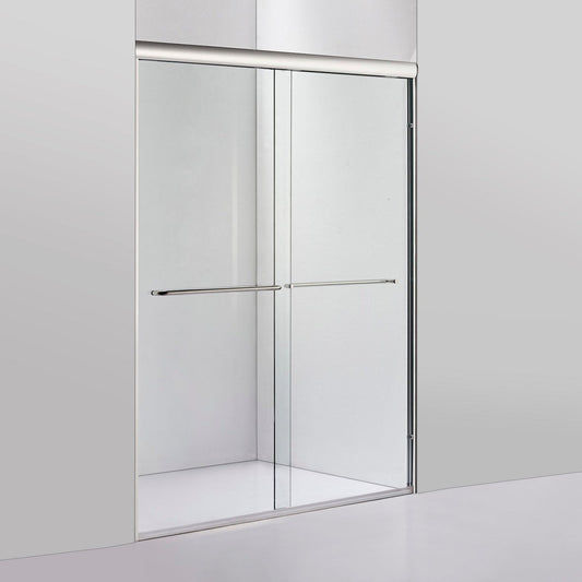 Vinnova Reggio 48" x 76" Brushed Nickel Reversible Double Sliding Bypass Frameless Shower Door