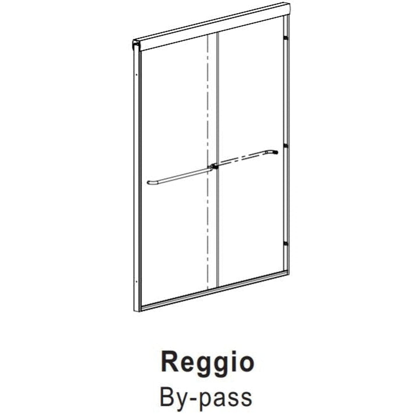 Vinnova Reggio 60" x 76" Brushed Nickel Reversible Double Sliding Bypass Frameless Shower Door