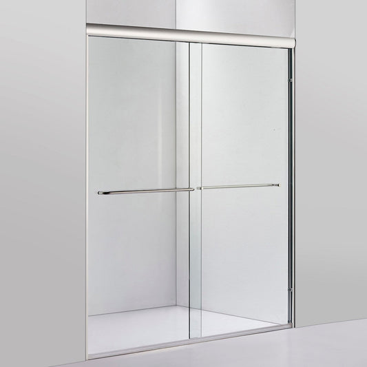 Vinnova Reggio 60" x 76" Brushed Nickel Reversible Double Sliding Bypass Frameless Shower Door