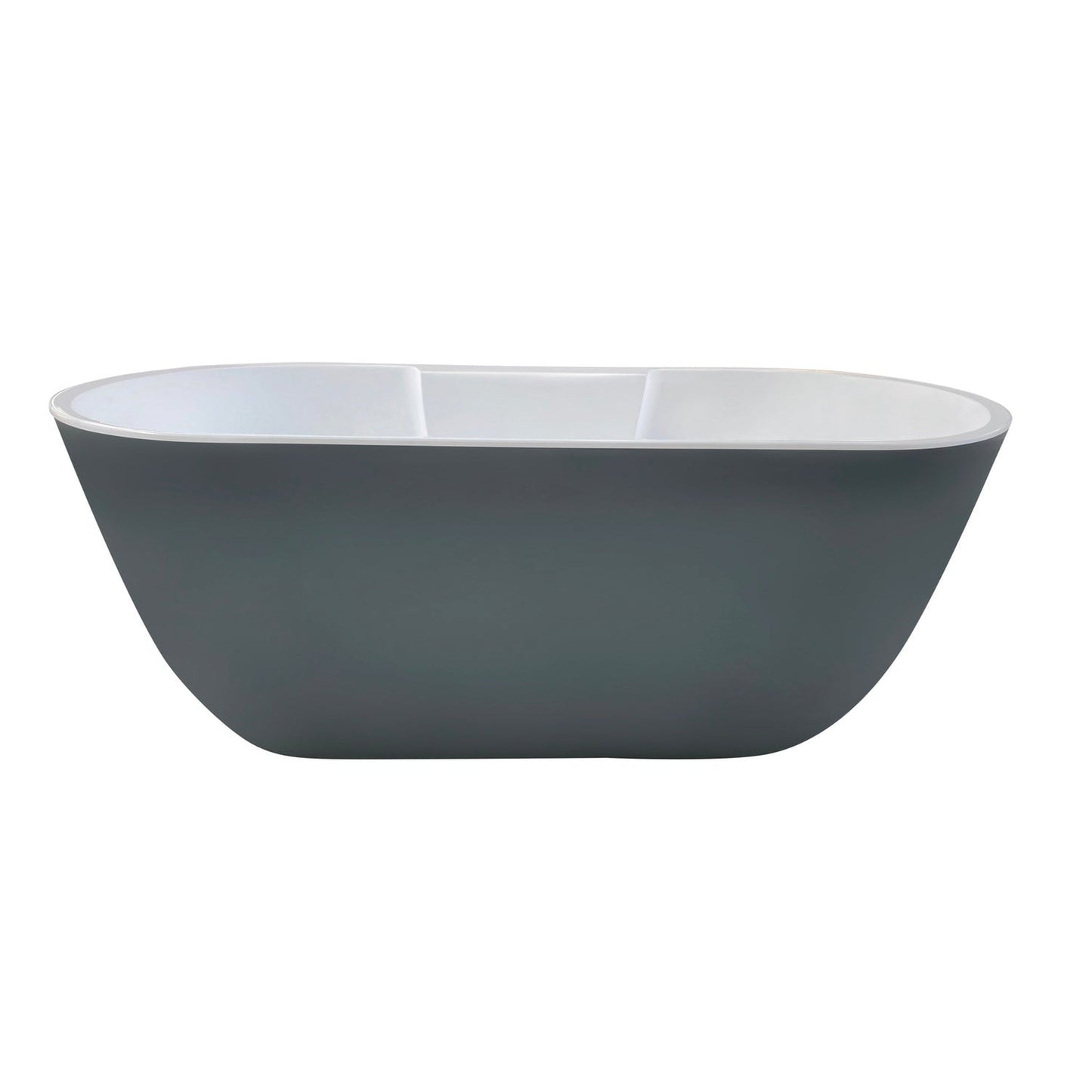 Vinnova Ronda 63" x 28" Gray Oval Freestanding Soaking Acrylic Bathtub