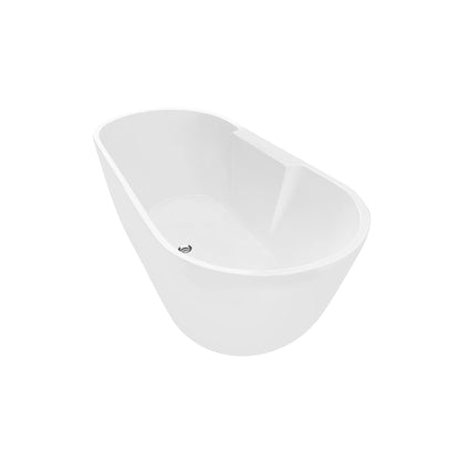 Vinnova Ronda 63" x 28" White Oval Freestanding Soaking Acrylic Bathtub