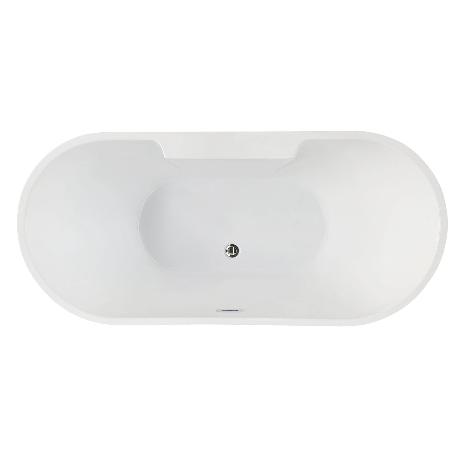 Vinnova Ronda 63" x 28" White Oval Freestanding Soaking Acrylic Bathtub