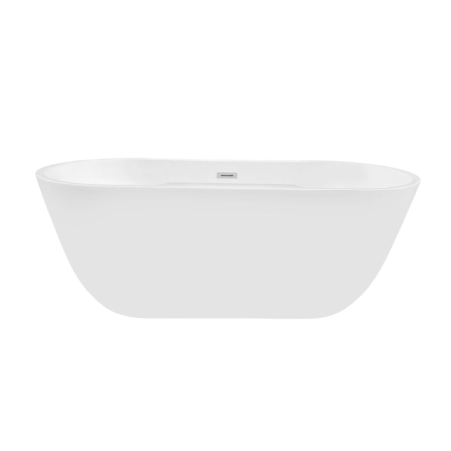 Vinnova Ronda 63" x 28" White Oval Freestanding Soaking Acrylic Bathtub