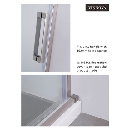 Vinnova Rovigo 48" x 76" Matte Black Single Sliding Frameless Shower Door