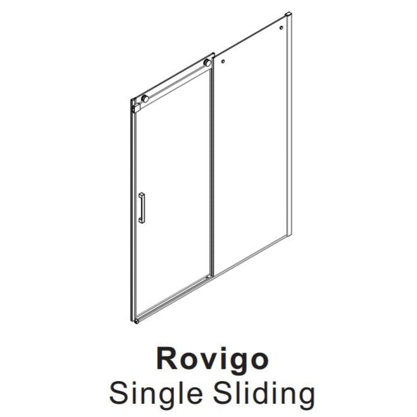 Vinnova Rovigo 48" x 76" Matte Black Single Sliding Frameless Shower Door