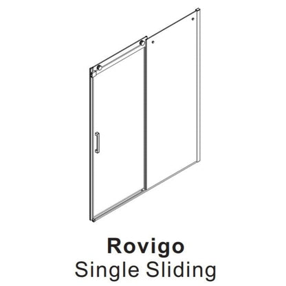 Vinnova Rovigo 48" x 76" Matte Black Single Sliding Frameless Shower Door