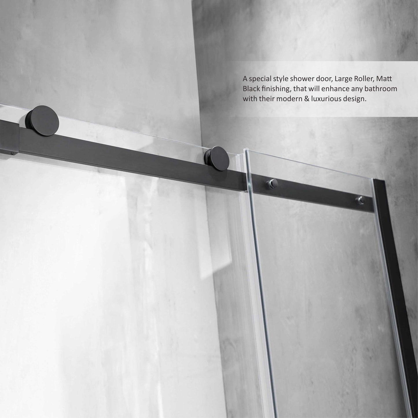 Vinnova Rovigo 48" x 76" Matte Black Single Sliding Frameless Shower Door