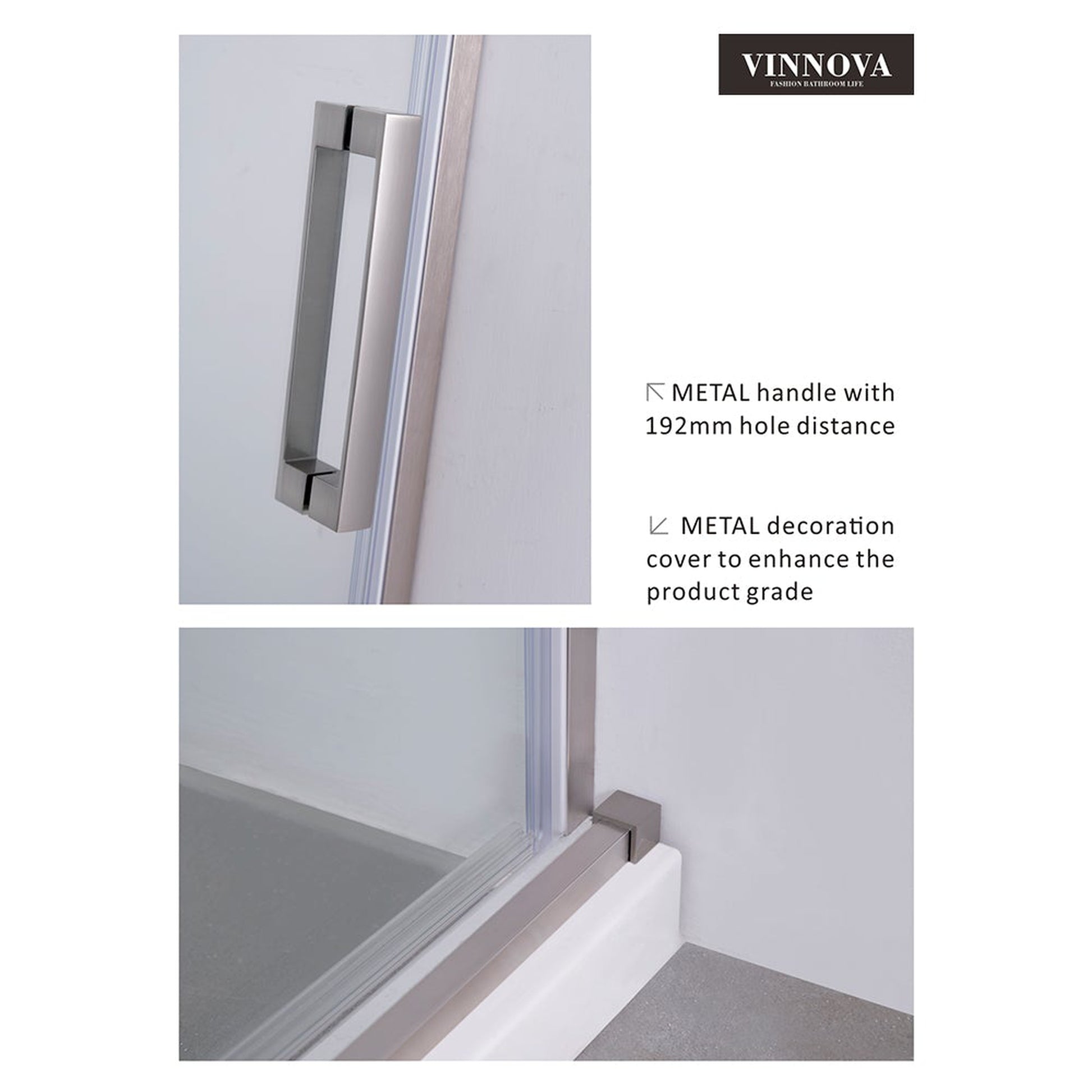 Vinnova Rovigo 60" x 76" Matte Black Single Sliding Frameless Shower Door