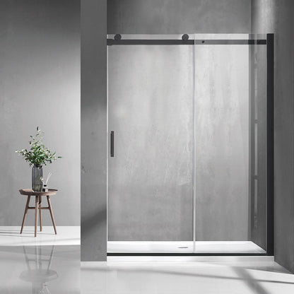 Vinnova Rovigo 60" x 76" Matte Black Single Sliding Frameless Shower Door