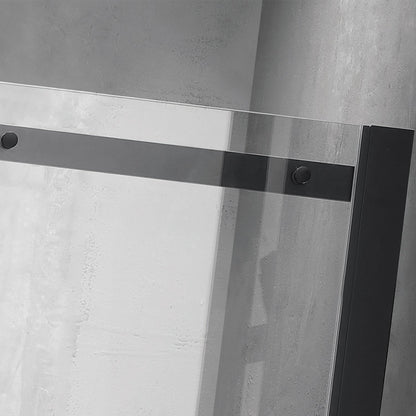 Vinnova Rovigo 60" x 76" Matte Black Single Sliding Frameless Shower Door