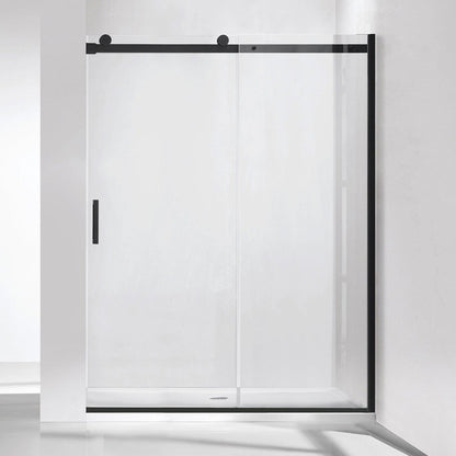 Vinnova Rovigo 60" x 76" Matte Black Single Sliding Frameless Shower Door