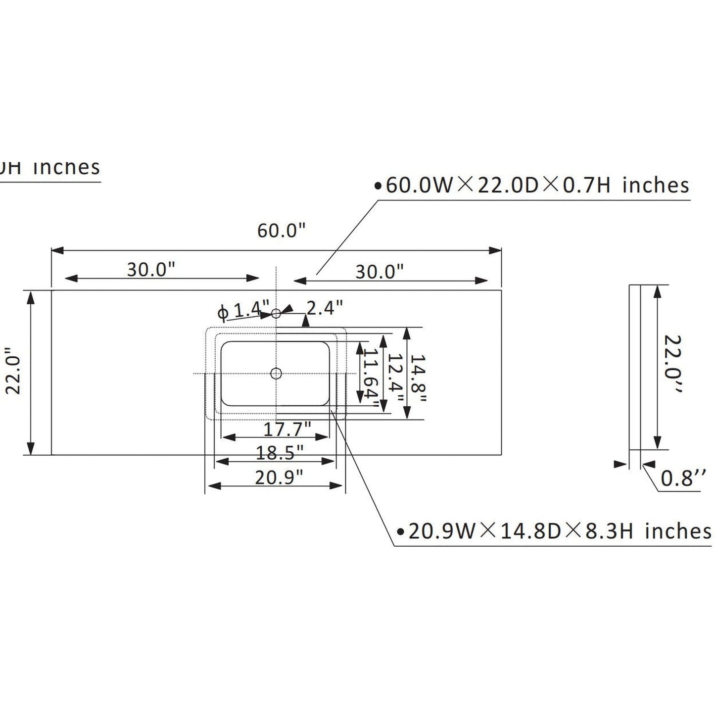Vinnova Shannon 60" Paris Gray Freestanding Single Vanity Set In White Carrara Composite Stone Top With Undermount Ceramic Sink and Mirror