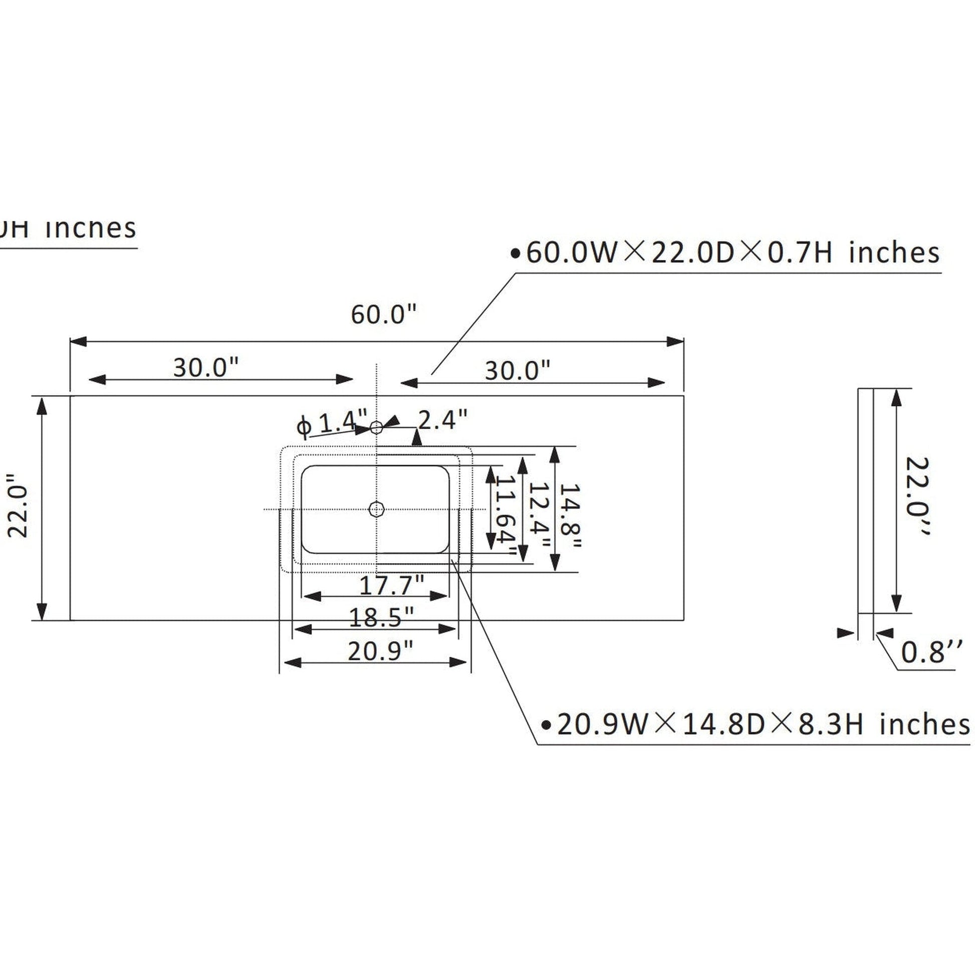 Vinnova Shannon 60" Paris Gray Freestanding Single Vanity Set In White Carrara Composite Stone Top With Undermount Ceramic Sink and Mirror
