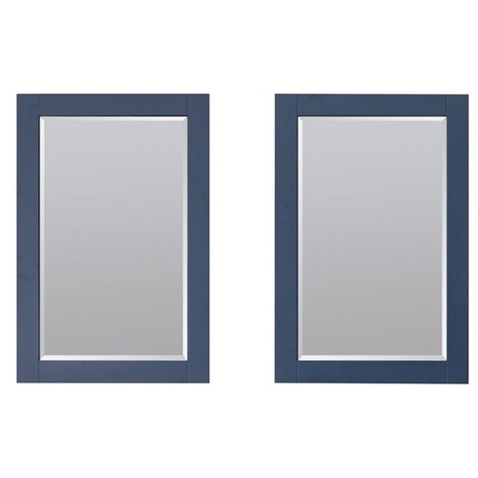 Vinnova Shannon 60" Royal Blue Freestanding Double Vanity Set In White Carrara Composite Stone Top With Undermount Ceramic Sink and Mirror