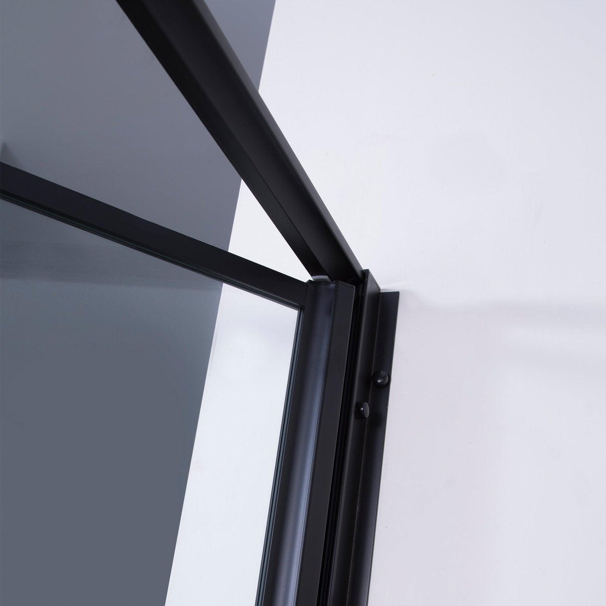 Vinnova Sondrio 36" x 76" Matte Black Rectangle Pivot Door Framed Shower Enclosure With Side Panel