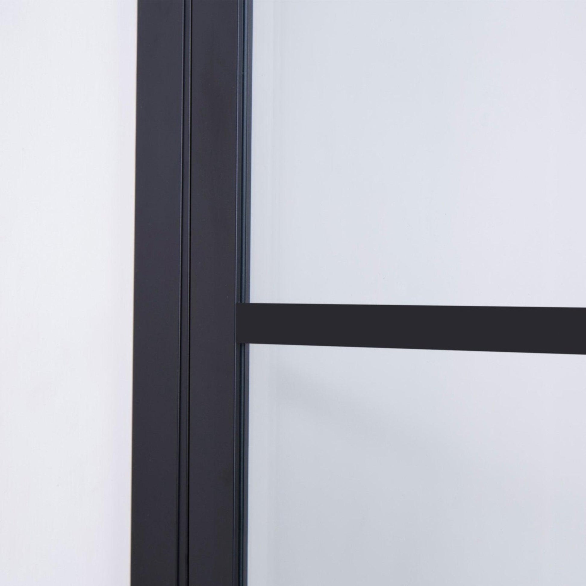 Vinnova Sondrio 36" x 76" Matte Black Rectangle Pivot Door Framed Shower Enclosure With Side Panel