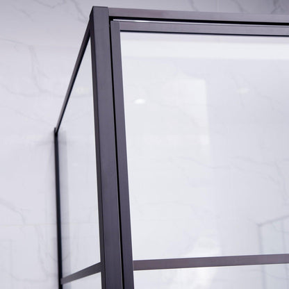 Vinnova Sondrio 36" x 76" Matte Black Rectangle Pivot Door Framed Shower Enclosure With Side Panel
