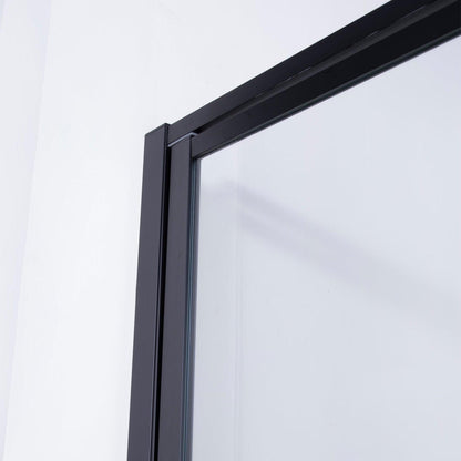 Vinnova Sondrio 36" x 76" Matte Black Rectangle Pivot Door Framed Shower Enclosure With Side Panel