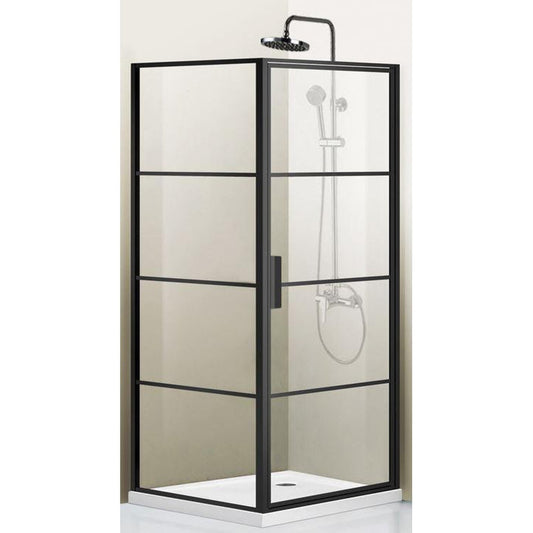 Vinnova Sondrio 36" x 76" Matte Black Rectangle Pivot Door Framed Shower Enclosure With Side Panel