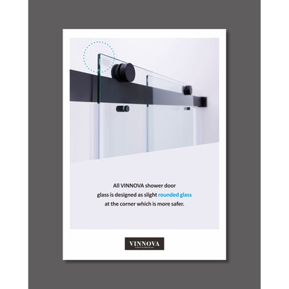 Vinnova Sondrio 48" x 76" Matte Black Rectangle Framed Pivot Shower Door
