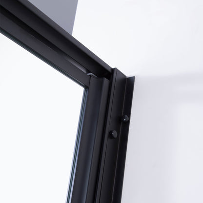 Vinnova Sondrio 48" x 76" Matte Black Rectangle In-line Pivot Door Framed Shower Enclosure With Side panel