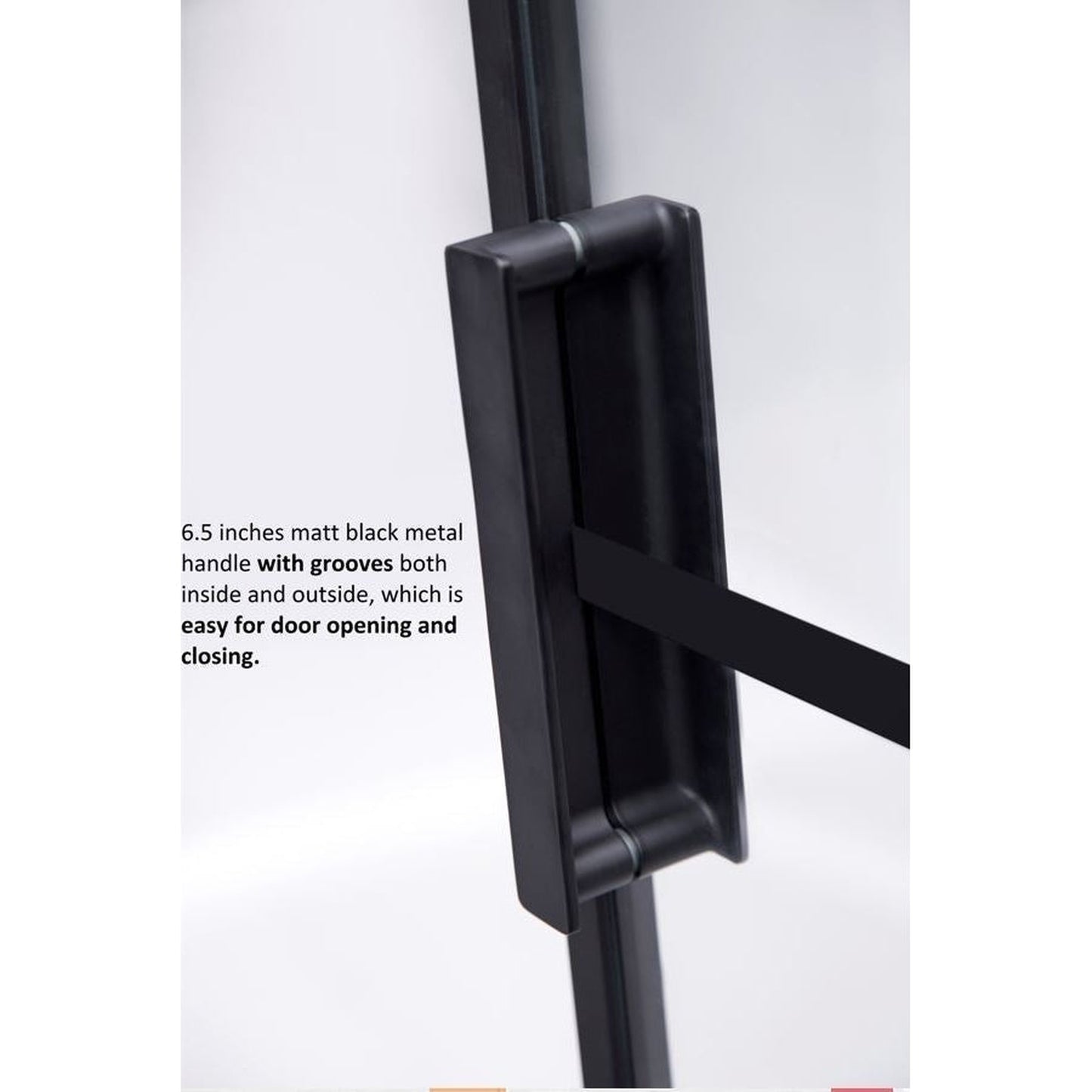 Vinnova Sondrio 48" x 76" Matte Black Rectangle In-line Pivot Door Framed Shower Enclosure With Side panel