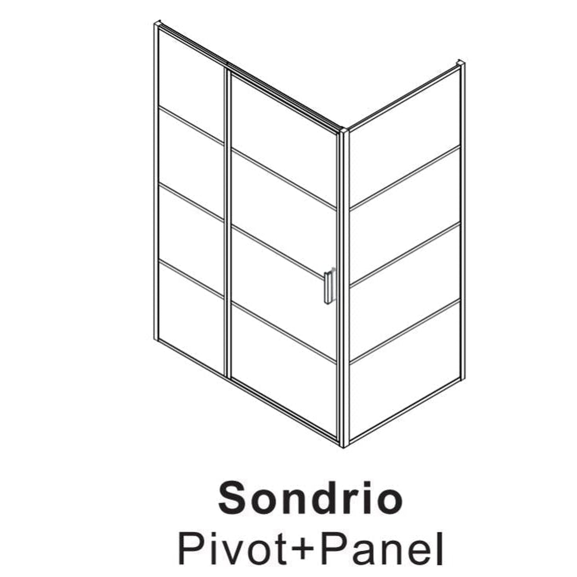 Vinnova Sondrio 48" x 76" Matte Black Rectangle In-line Pivot Door Framed Shower Enclosure With Side panel