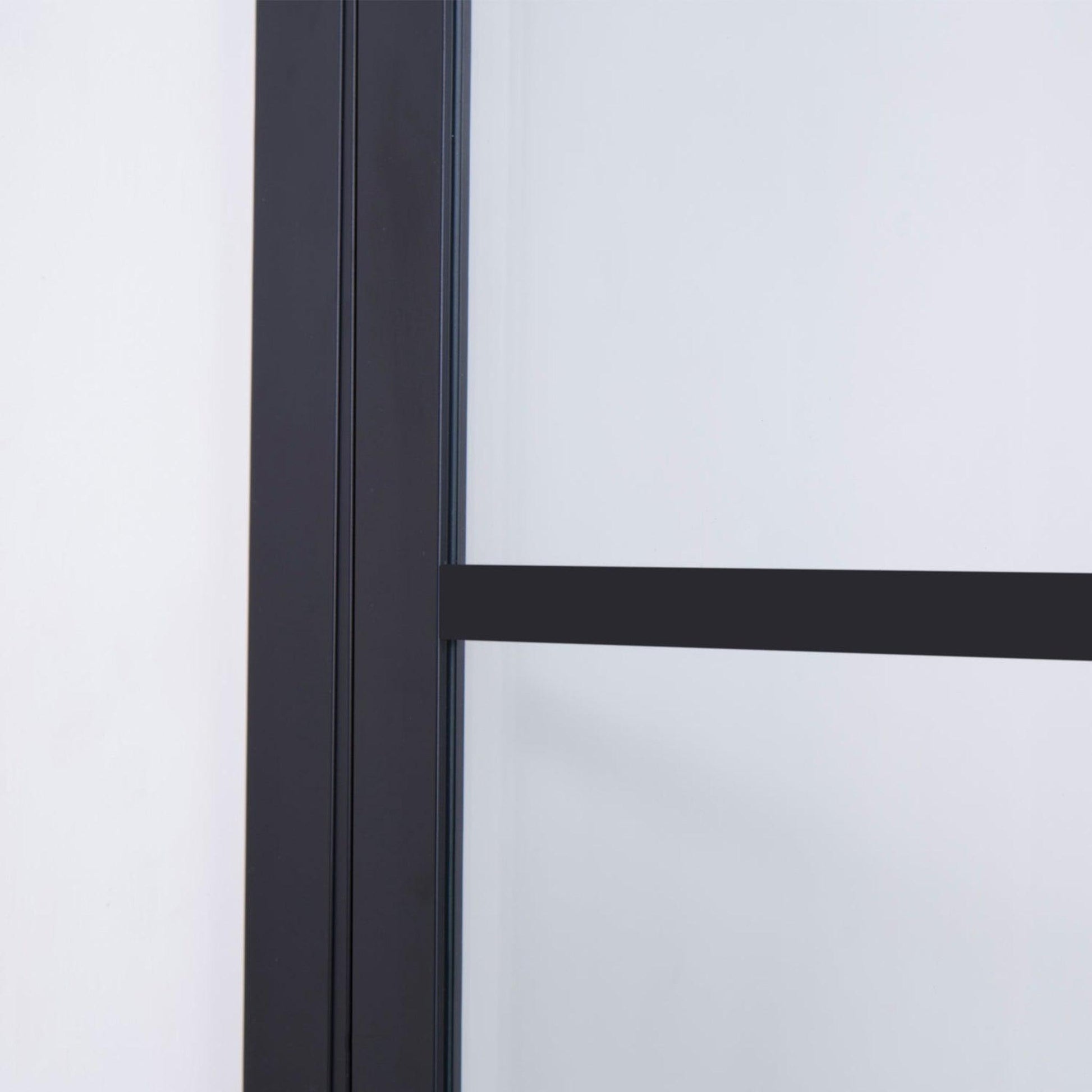 Vinnova Sondrio 48" x 76" Matte Black Rectangle In-line Pivot Door Framed Shower Enclosure With Side panel