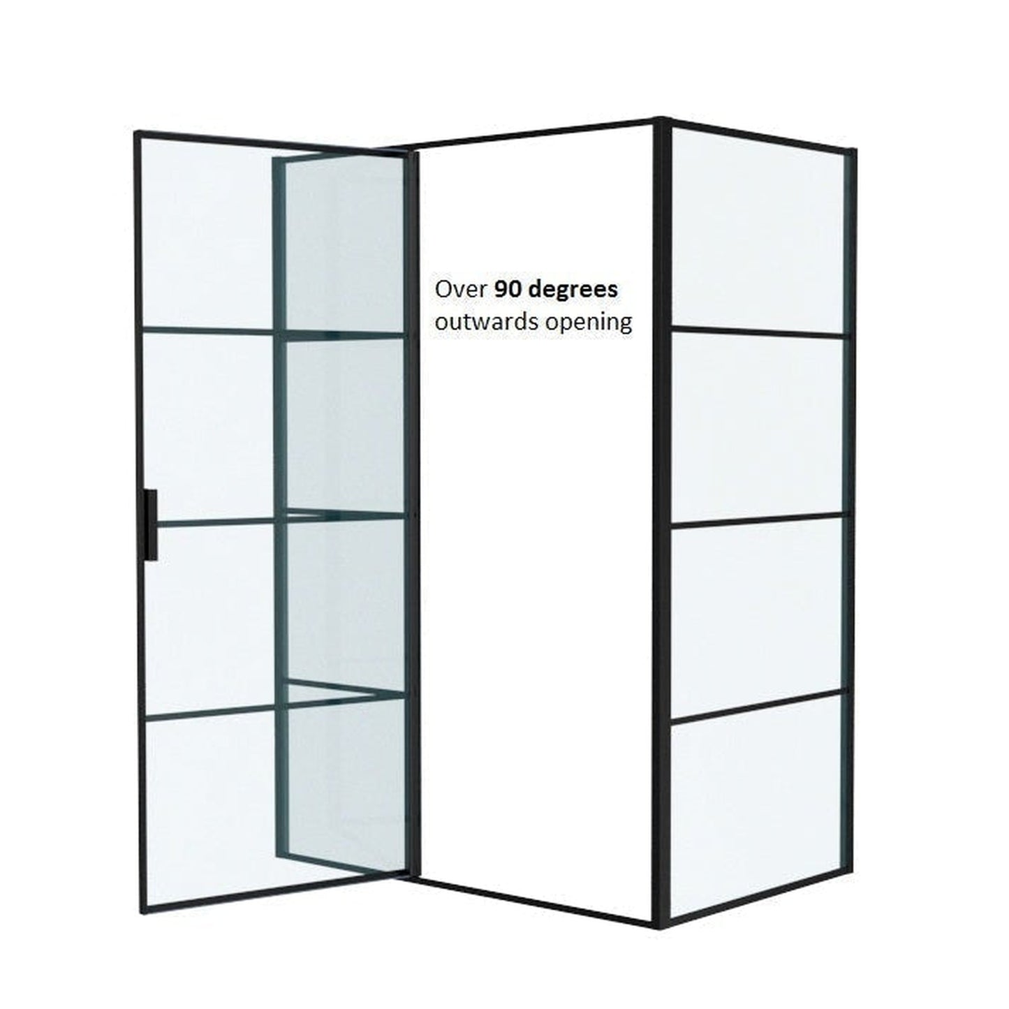 Vinnova Sondrio 48" x 76" Matte Black Rectangle In-line Pivot Door Framed Shower Enclosure With Side panel